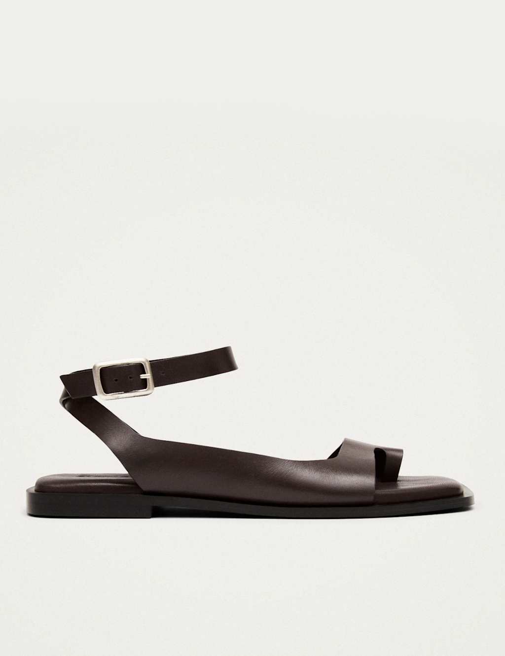 Alohas Women's Leather Buckle Ankle Strap Flat Sandals - 6 - Brown - Available at M&S
