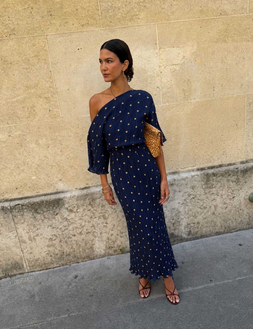 Never Fully Dressed Women's Plisse Printed Midaxi Waisted Dress - Extra Small - Navy Mix - Available at M&S
