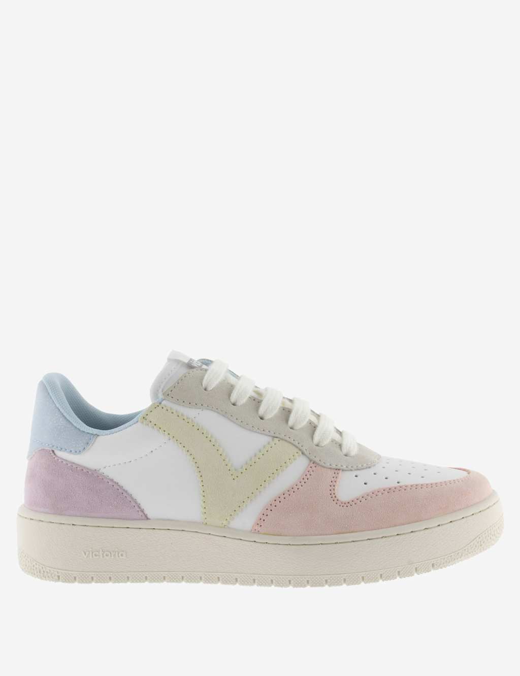 Victoria Women's Leather Suede Panel Lace Up Trainers - 8 - Pink - Available at M&S