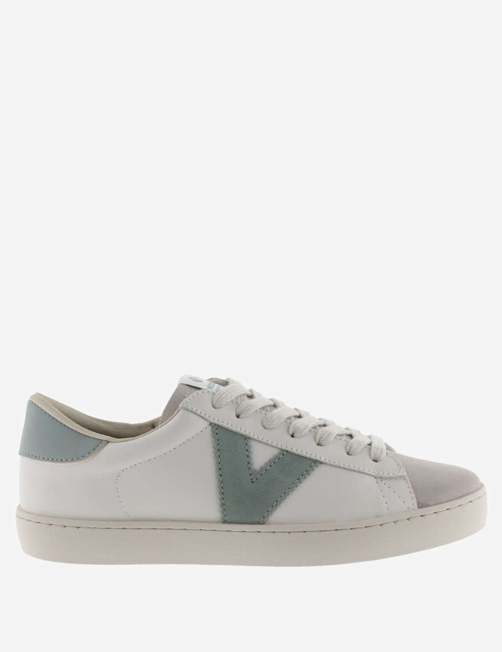 Victoria Women's Leather Lace Up Side Detail Trainers - 7 - Jade - Available at M&S