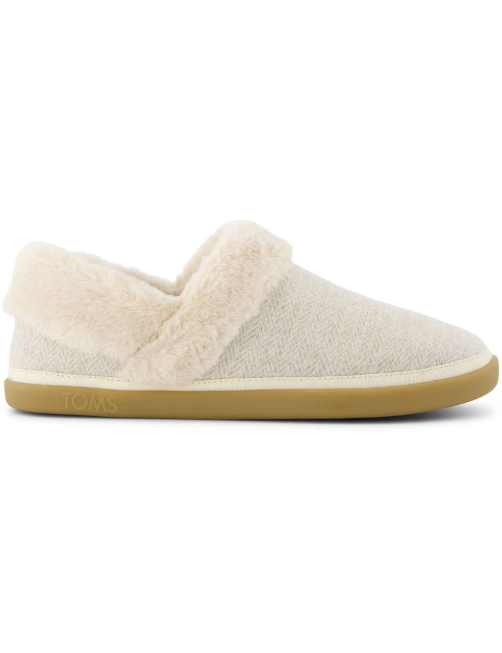 Faux Fur Lined Round Toe Mule Slippers
