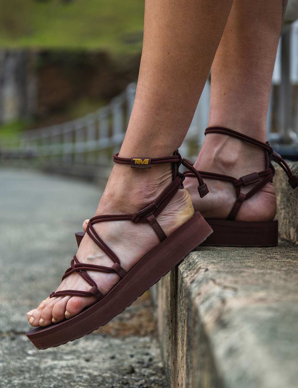 Teva Ankle Strap Flatform Gladiator Sandals Brown Mix
