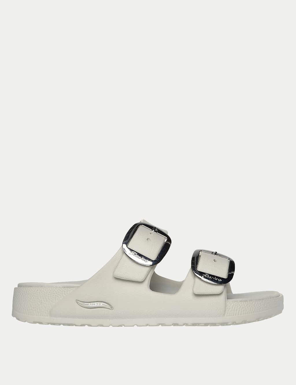Skechers Women's Metallic Buckle Footbed Sliders - 4 - White - Available at M&S