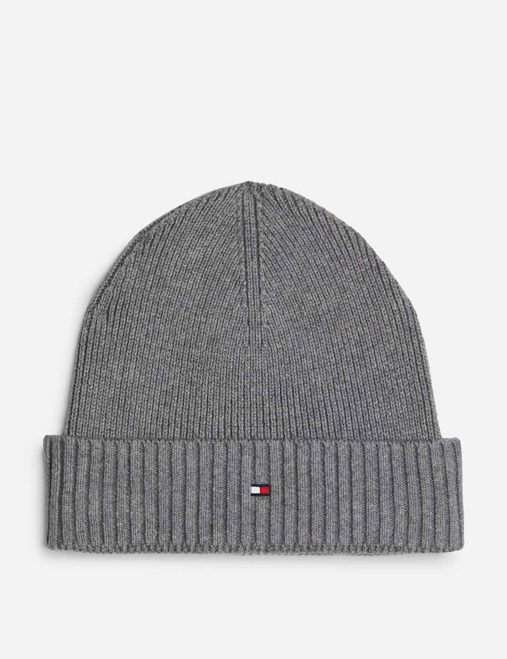 Tommy Hilfiger Cotton Rich Flag Beanie Hat Grey