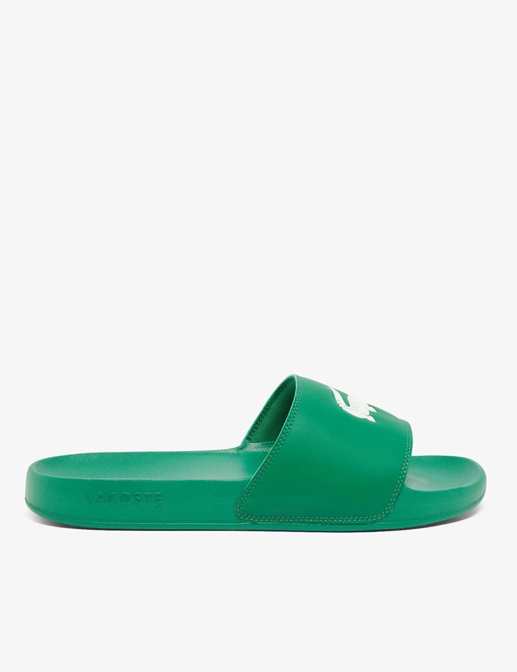 Lacoste Men's Serve Leather Slip On Pool Sliders - 10 - Green Mix - Available at M&S