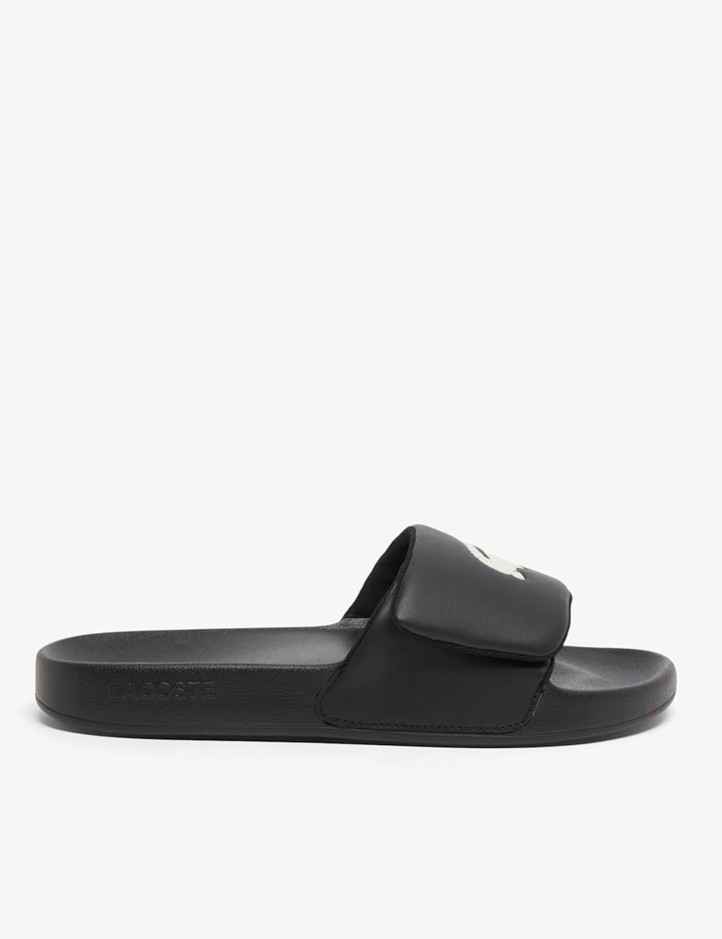 Lacoste Men's Serve Leather Slip on Pool Sliders - 12 - Black Mix - Available at M&S