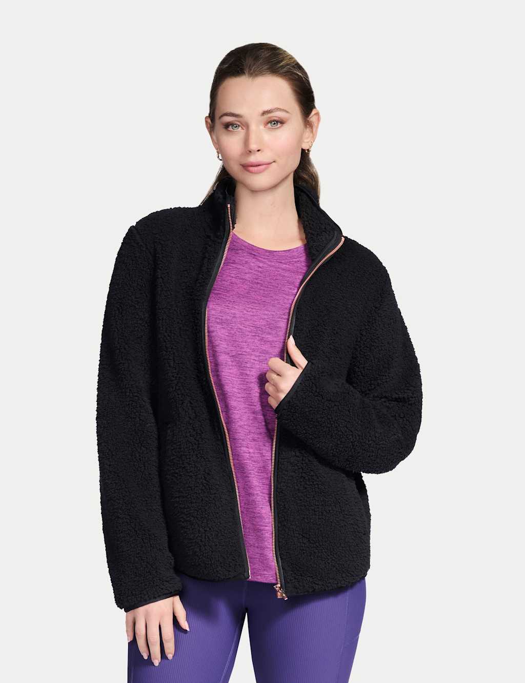 Skechers Skech-Sherpa Fleece Textured Jacket Black