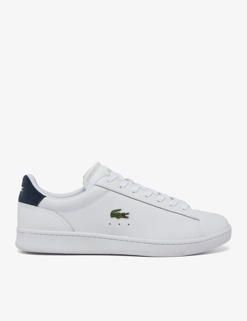 Lacoste Men's Leather Lace Up Trainers - 9 - White Mix - Available at M&S