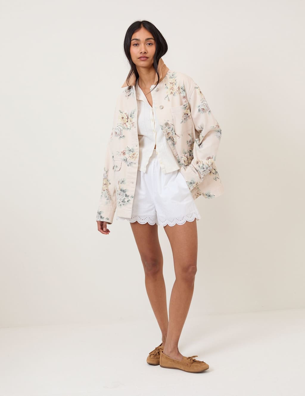 Nobody's Child Women's Denim Floral Relaxed Jacket - Large - Pink Mix - Available at M&S