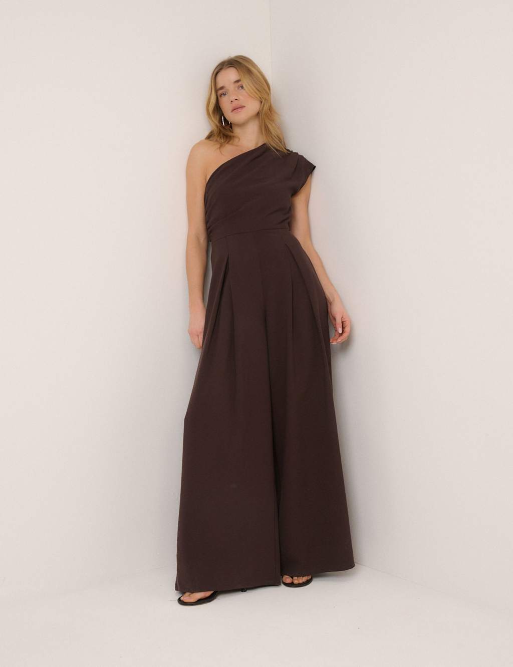 Nobody's Child Women's One Shoulder Sleeveless Wide Leg Jumpsuit - 8 - Brown - Available at M&S