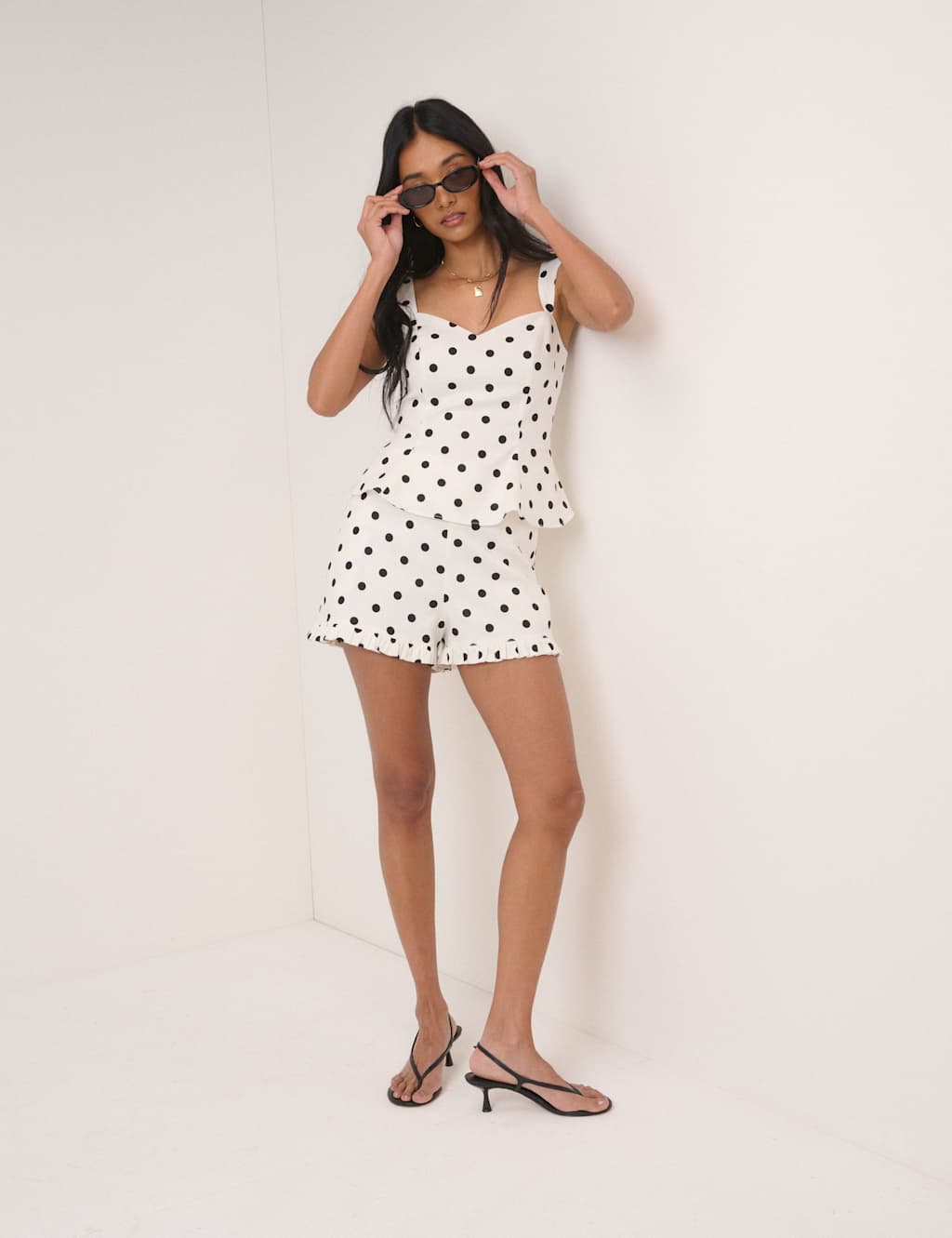 Nobody's Child X Louise Thompson Women's Linen Rich Polka Dot High Waisted Shorts - 16 - Cream - Available at M&S