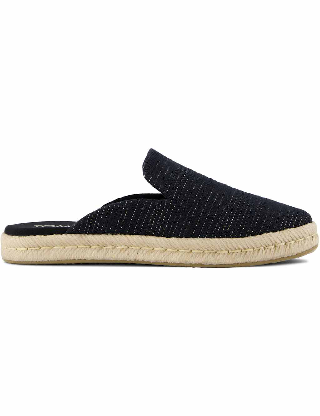 TOMS Metallic Flat Mule Espadrilles Black