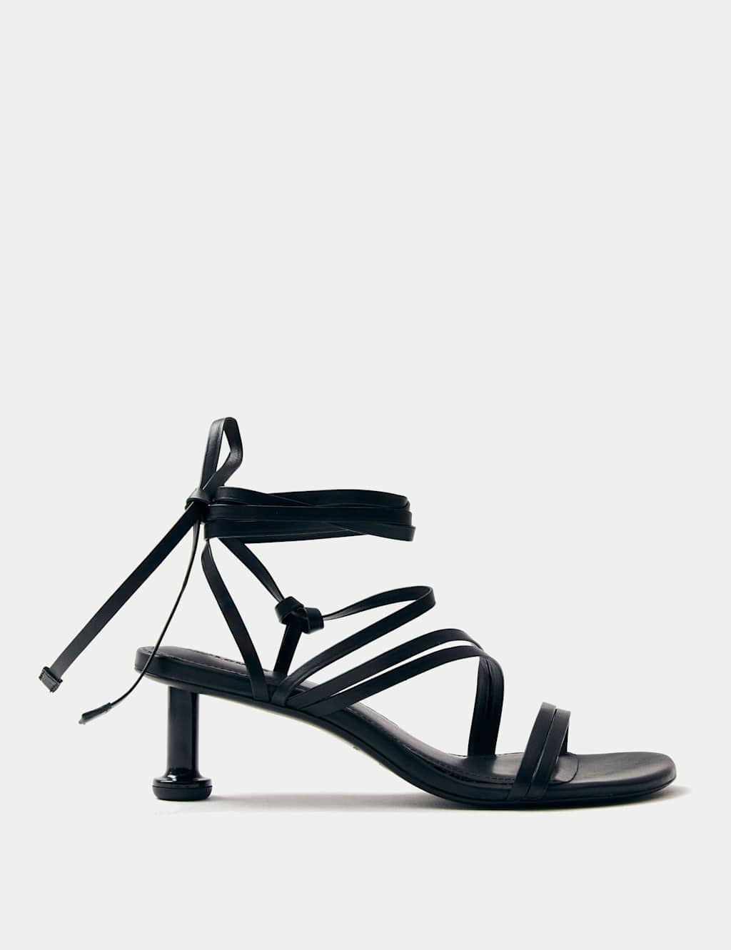 Curly Leather Kitten Heel Sandals