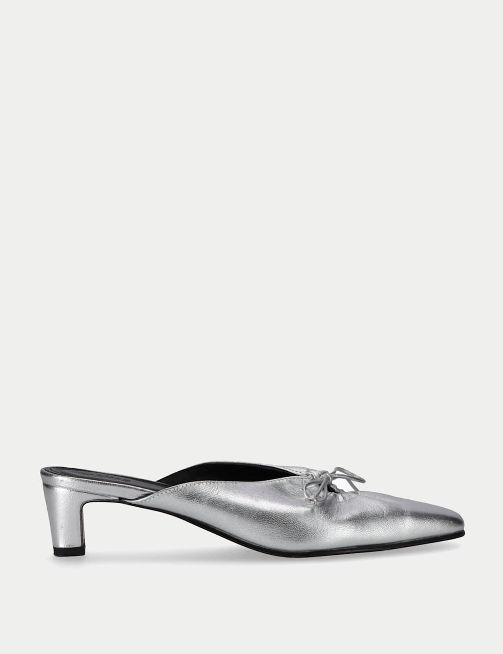 Amar Leather Metallic Kitten Heel Mules