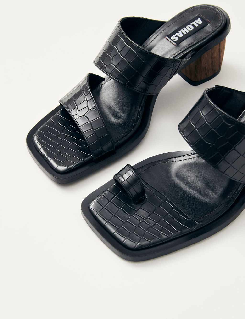 Gabin Leather Croc Asymmetric Mules