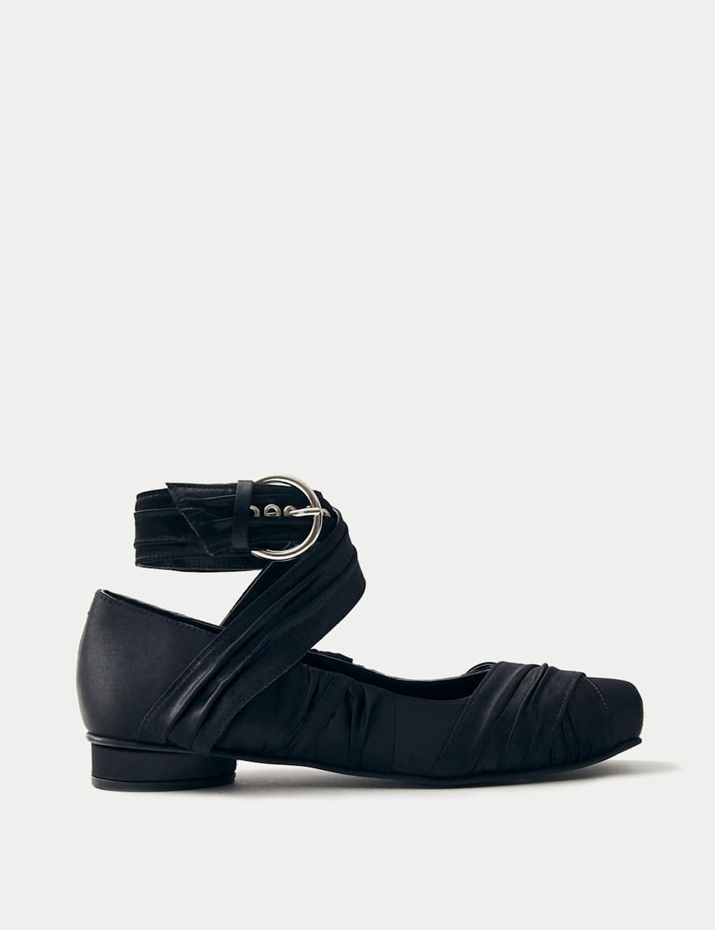 Volant Satin Flat Ballet Pumps