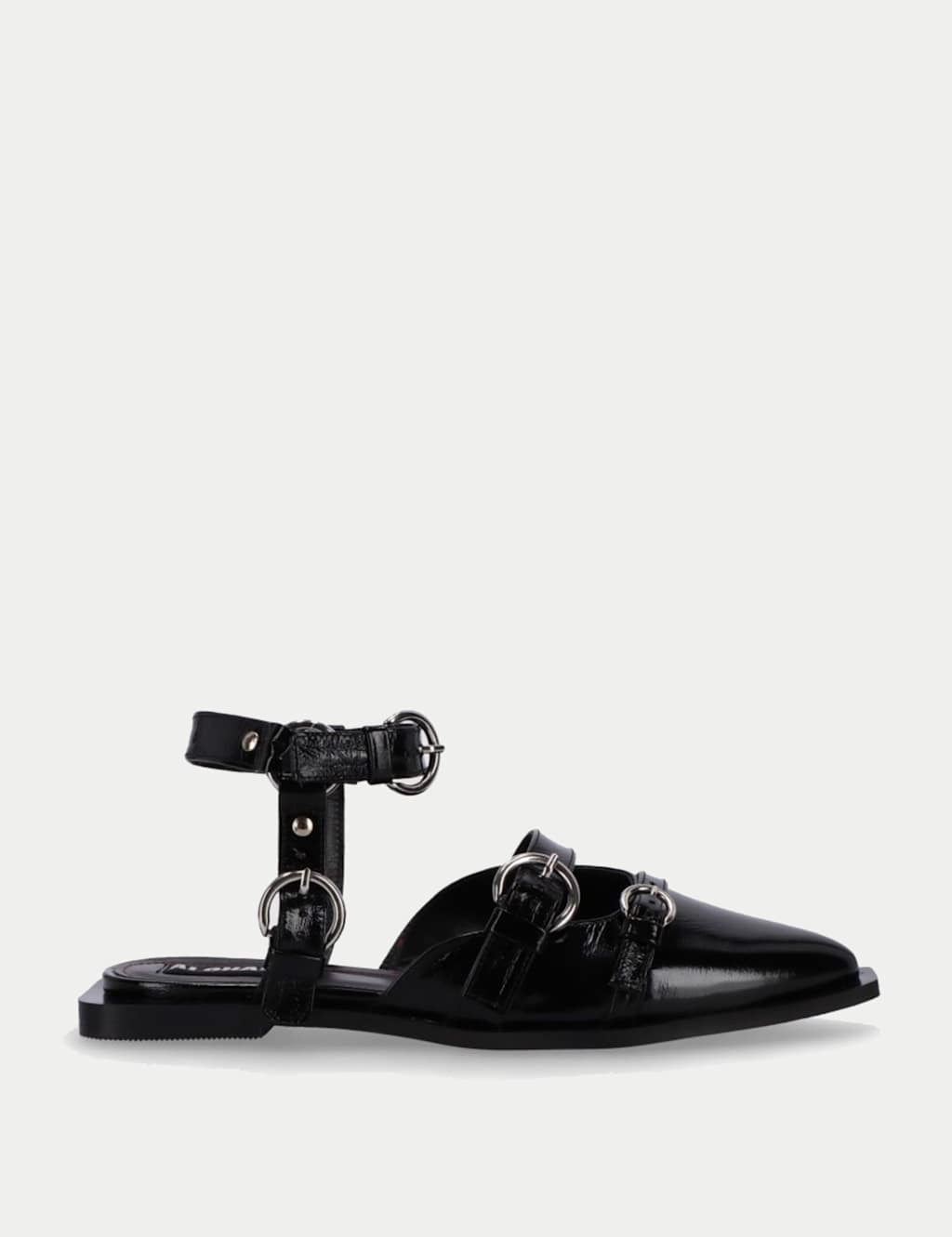 Thalara Leather Patent Flat Ballet Pumps