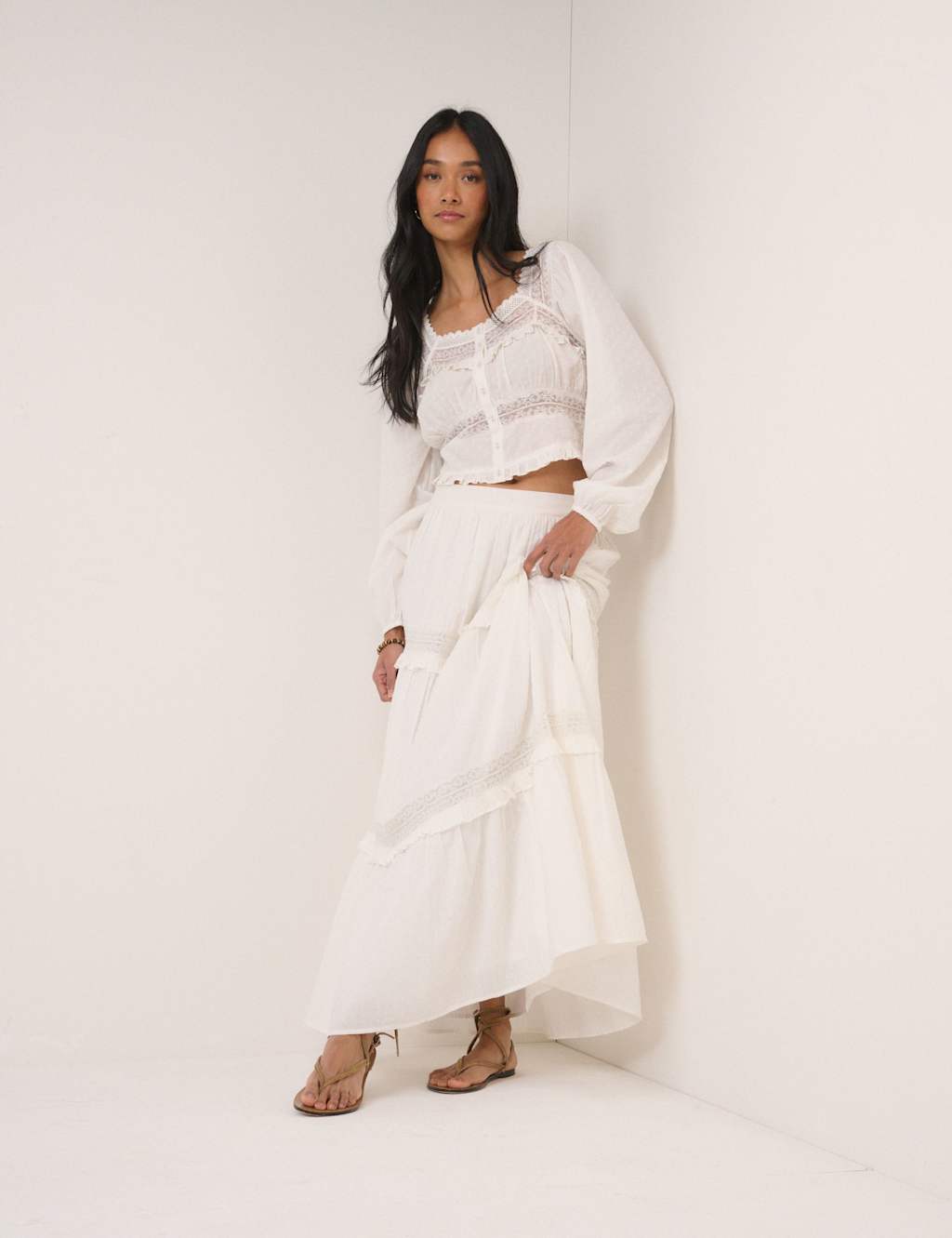 Nobody's Child Women's Pure Cotton Maxi Tiered Skirt - 14 - White - Available at M&S