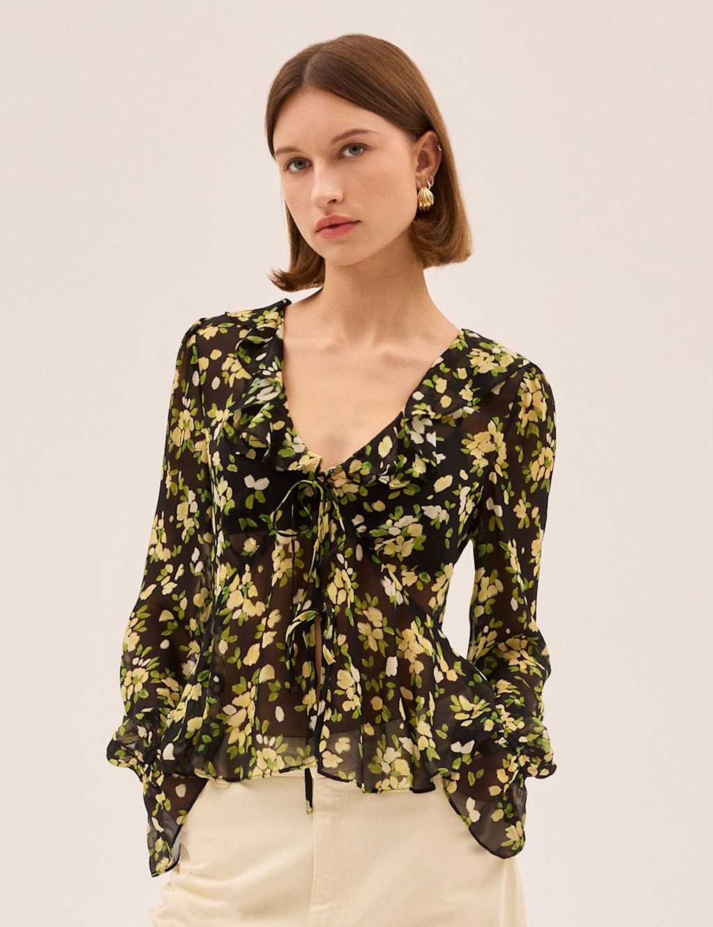 Kitri Women's Floral V-Neck Blouse - 12 - Black Mix - Available at M&S