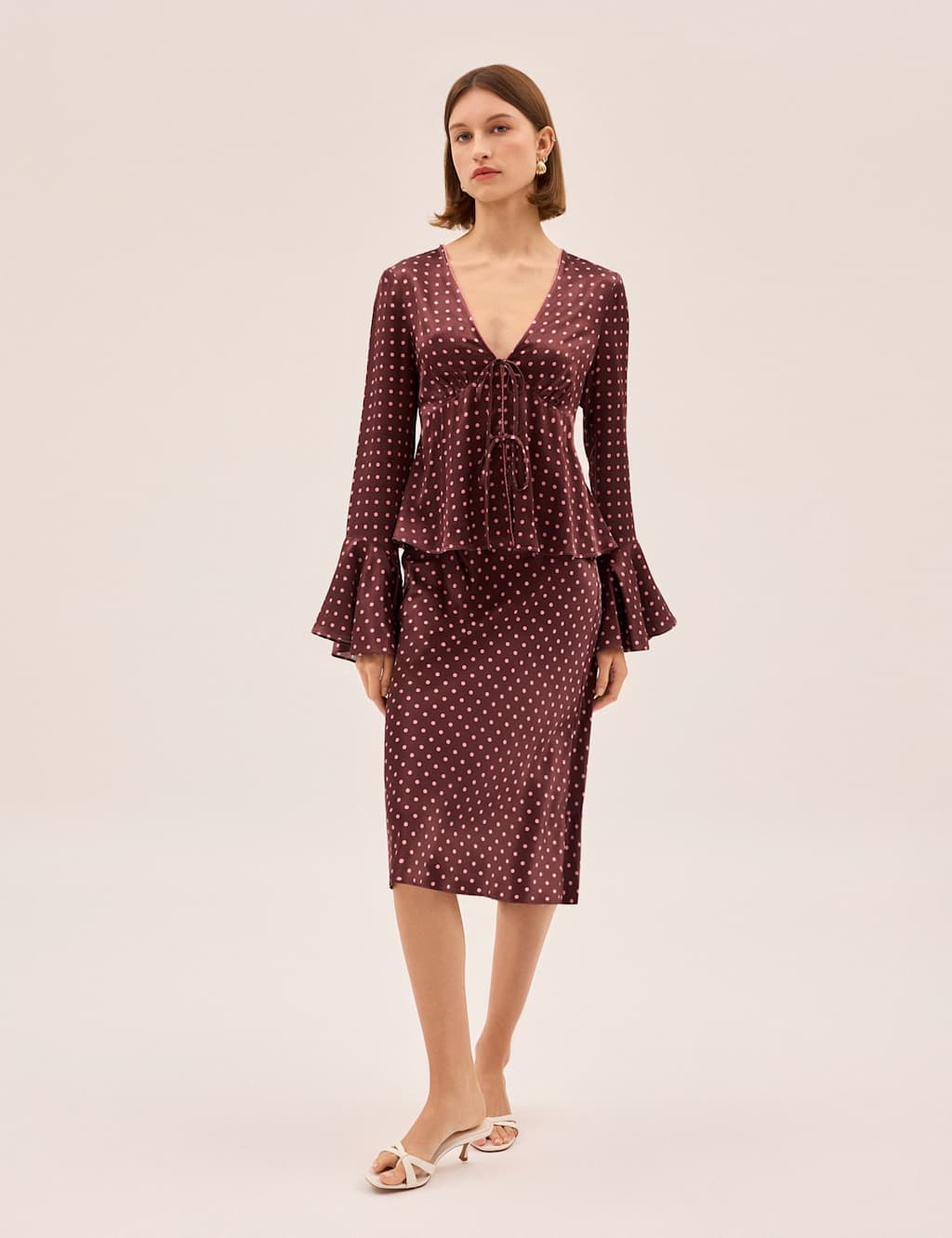 Kitri Women's Polka Dot Midi Slip Skirt - 6 - Brown - Available at M&S