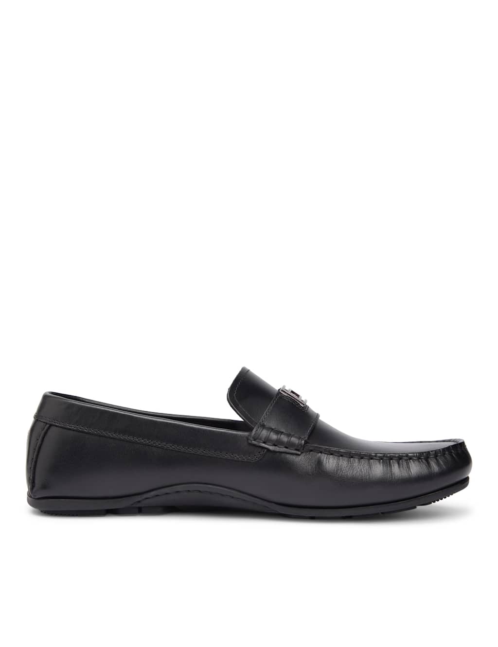 Tommy Hilfiger Men's Hardware Hilfiger Leather Slip On Loafers - 9 - Black - Available at M&S