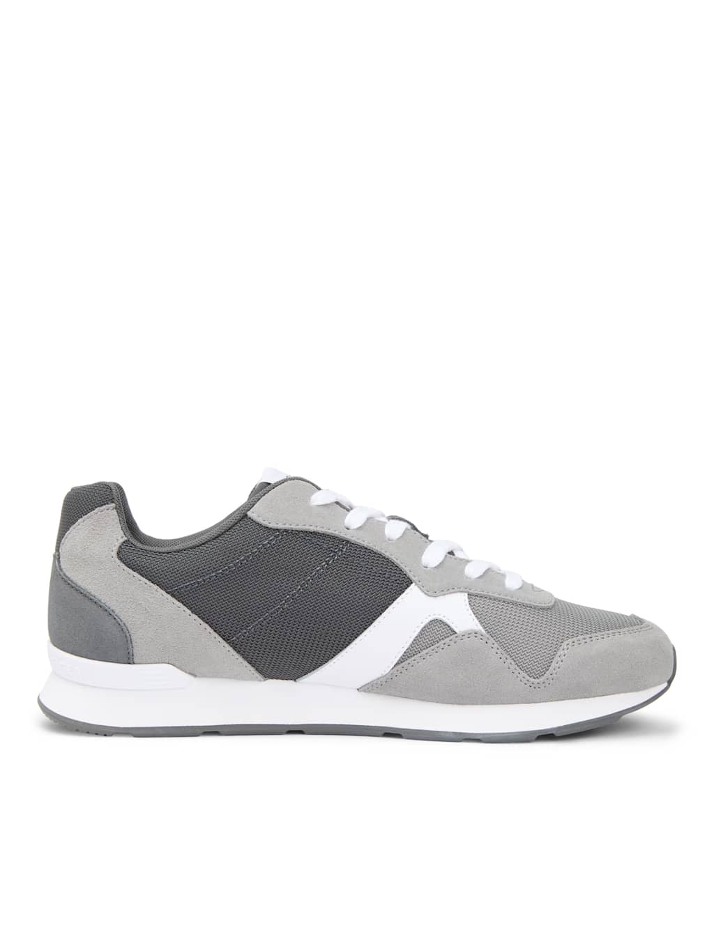 Tommy Hilfiger Men's Icon Leather Lace up Trainers - 9 - Grey Mix - Available at M&S