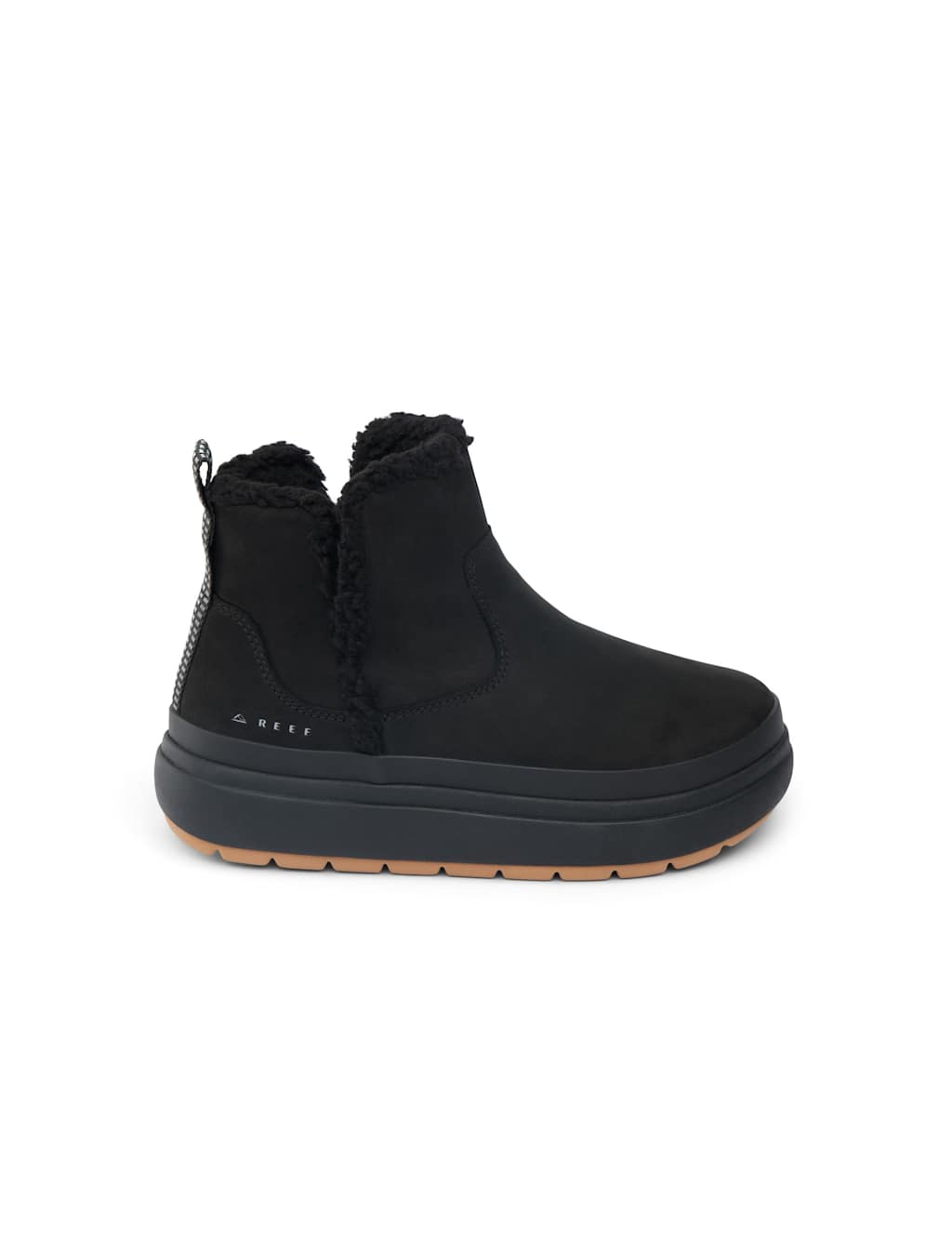 REEF Leather Flatform Ankle Boots Black