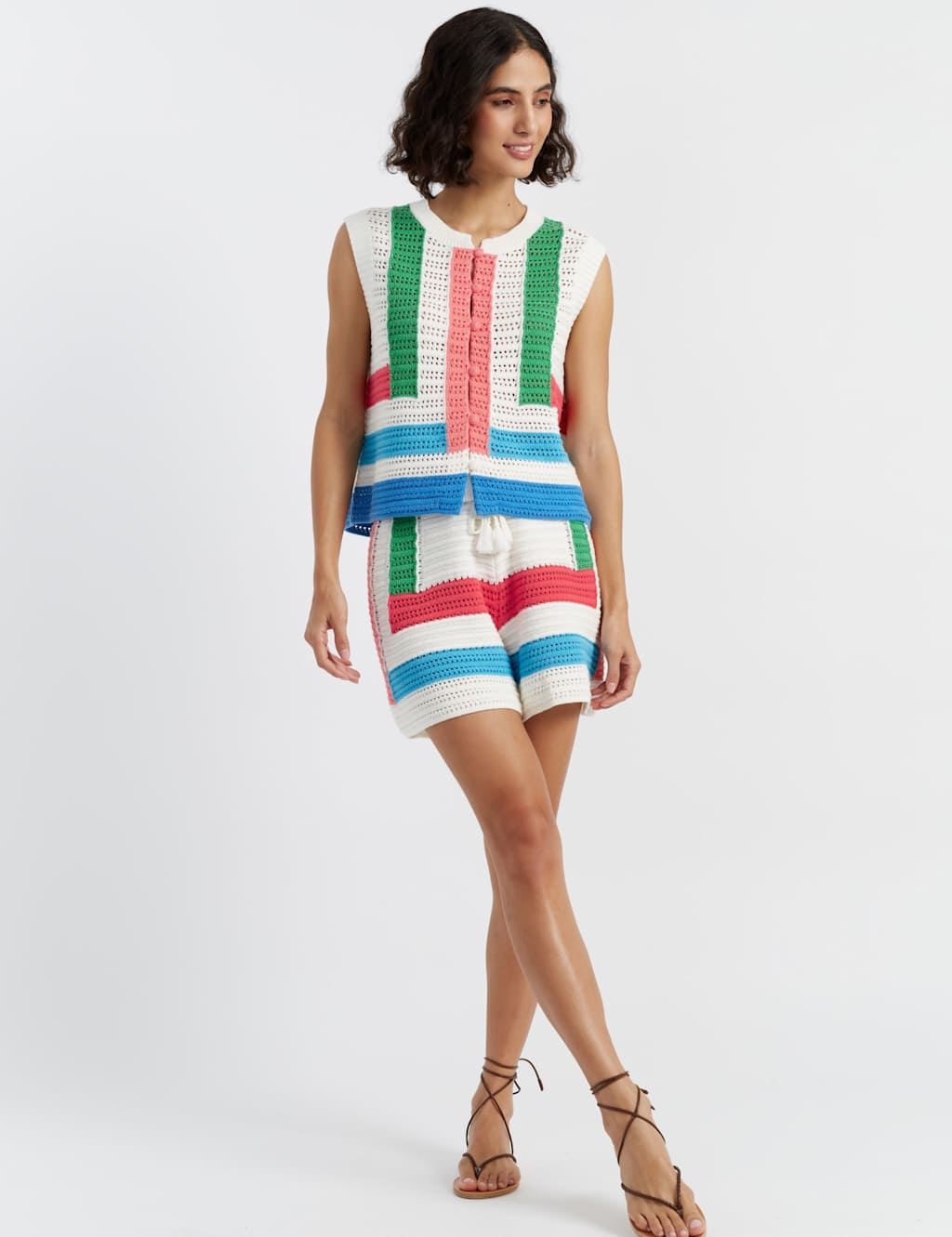 Pure Cotton Colour Block High Waisted Shorts