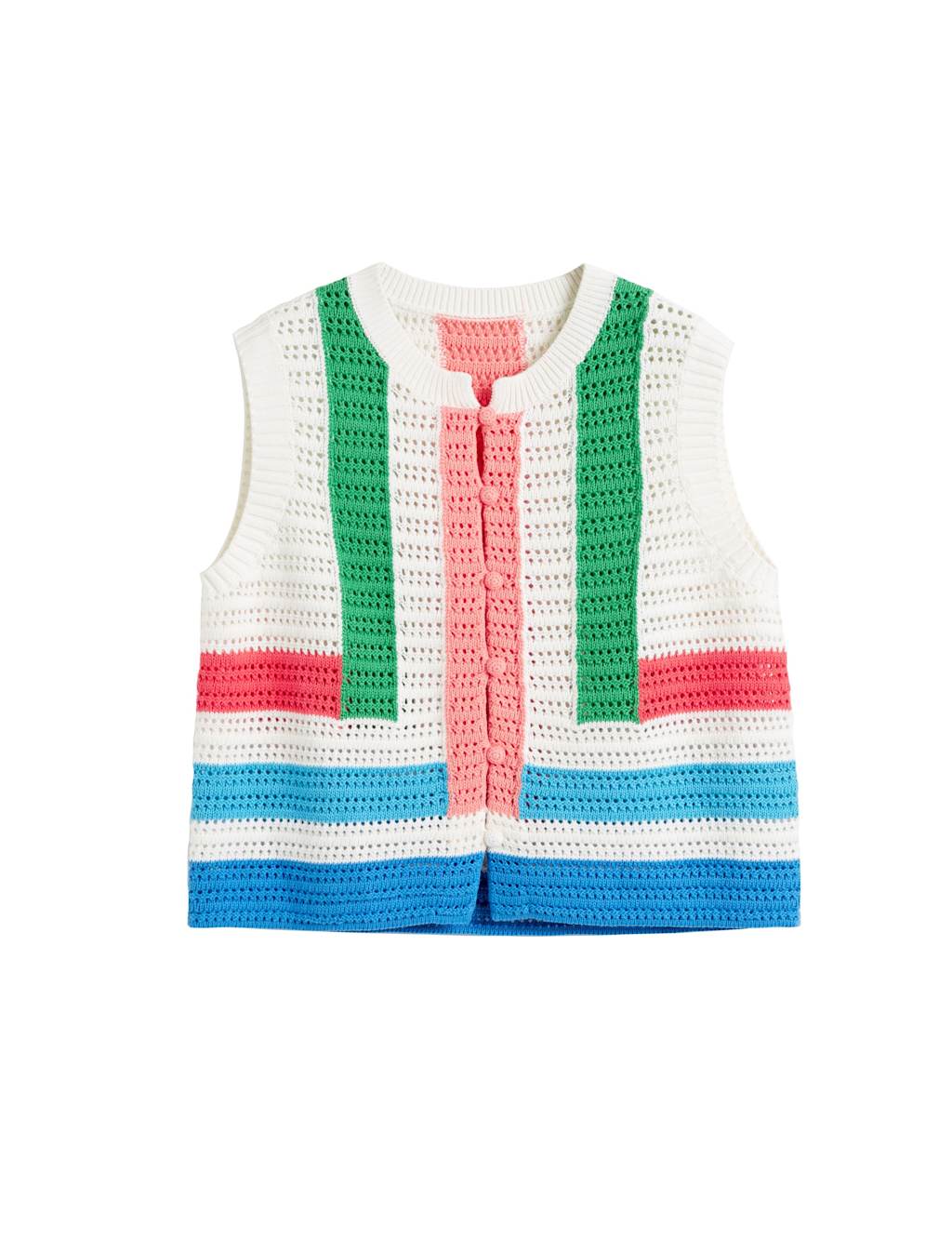 Pure Cotton Colour Block Knitted Vest Top