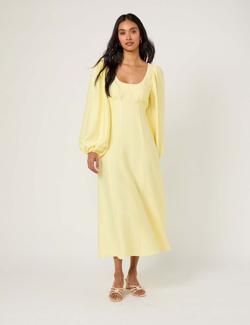 Nobody's Child Women's Scoop Neck Bow Detail Midi Smock Dress - 14 - Yellow - Available at M&S
