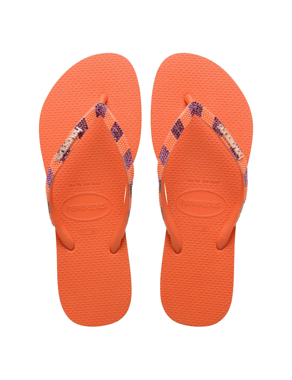 Havaianas Women's Embellished Sparkle Flat Flip Flops - 35/36 - Orange - Available at M&S