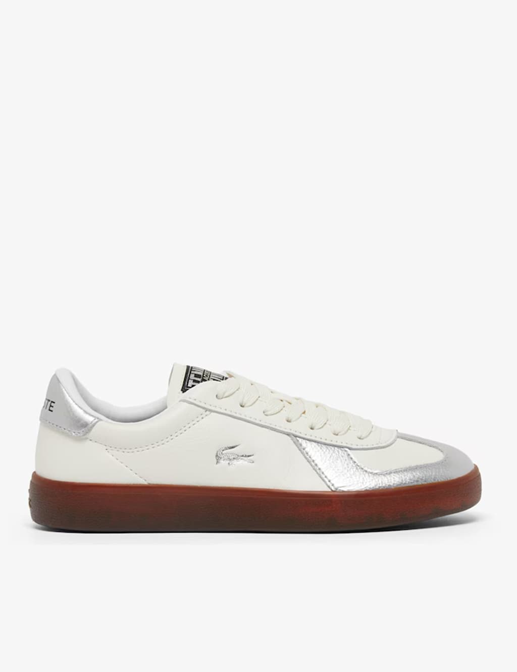 Lacoste Women's Leather Lace Up Metallic Cup Sole Trainers - 3 - White Mix - Available at M&S