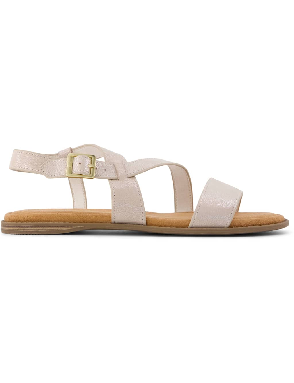 Toms Women's Leather Glitter Ankle Strap Flat Sandals - 7 - Gold - Available at M&S