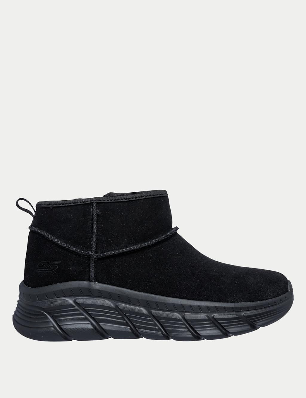 Skechers Leather Platform Ankle Boots Black