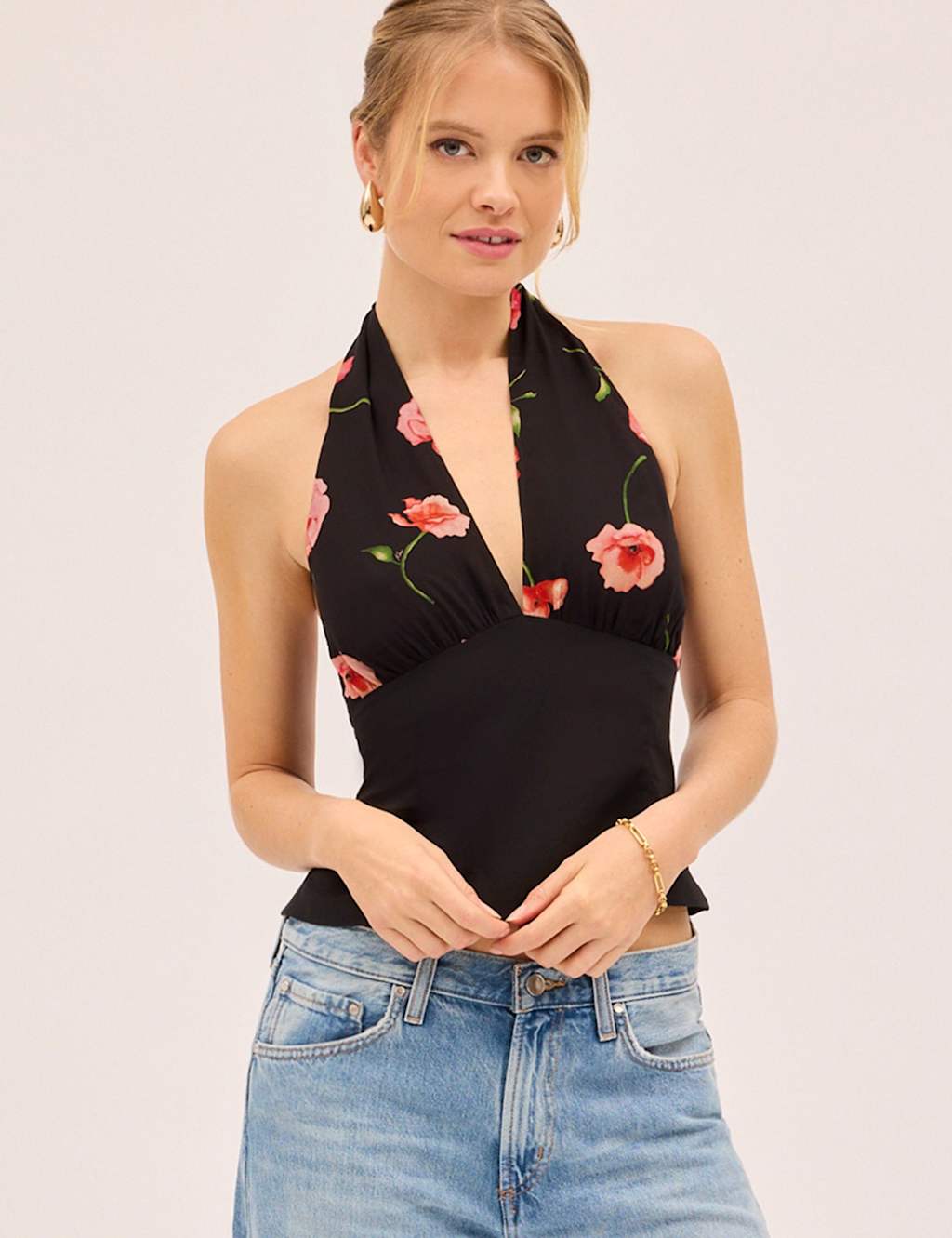 Kitri Women's Floral Halter Neck Blouse - 12 - Black - Available at M&S