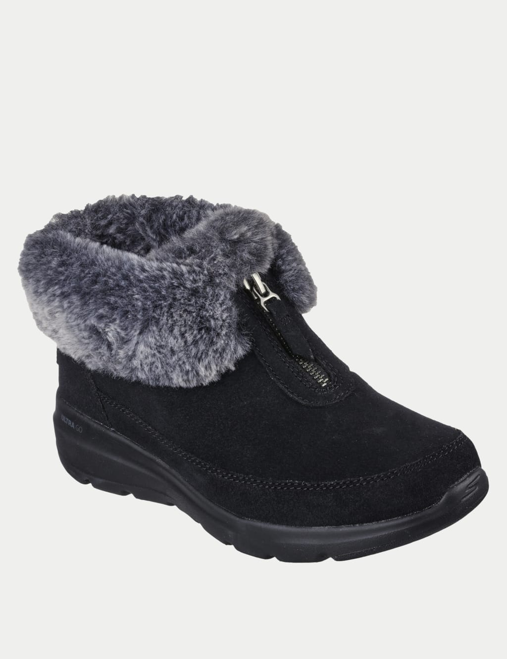 Suede Faux Fur Trim Winter Boots