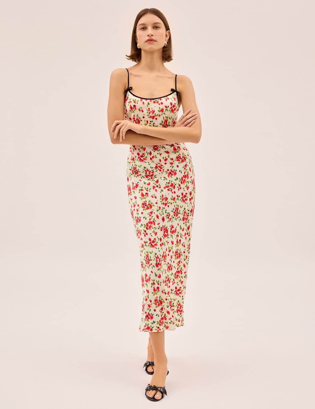 Kitri Women's Floral Scoop Neck Midi Slip Dress - 12 - Red - Available at M&S