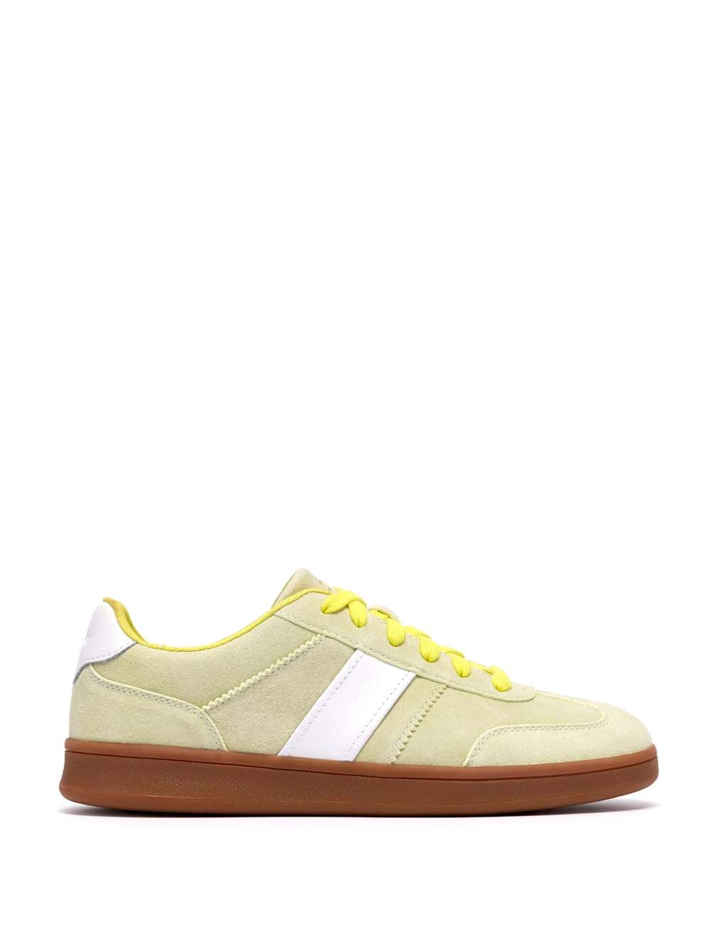 Clarks Women's Suede Cup Sole Trainers - 4 - Light Green - Available at M&S