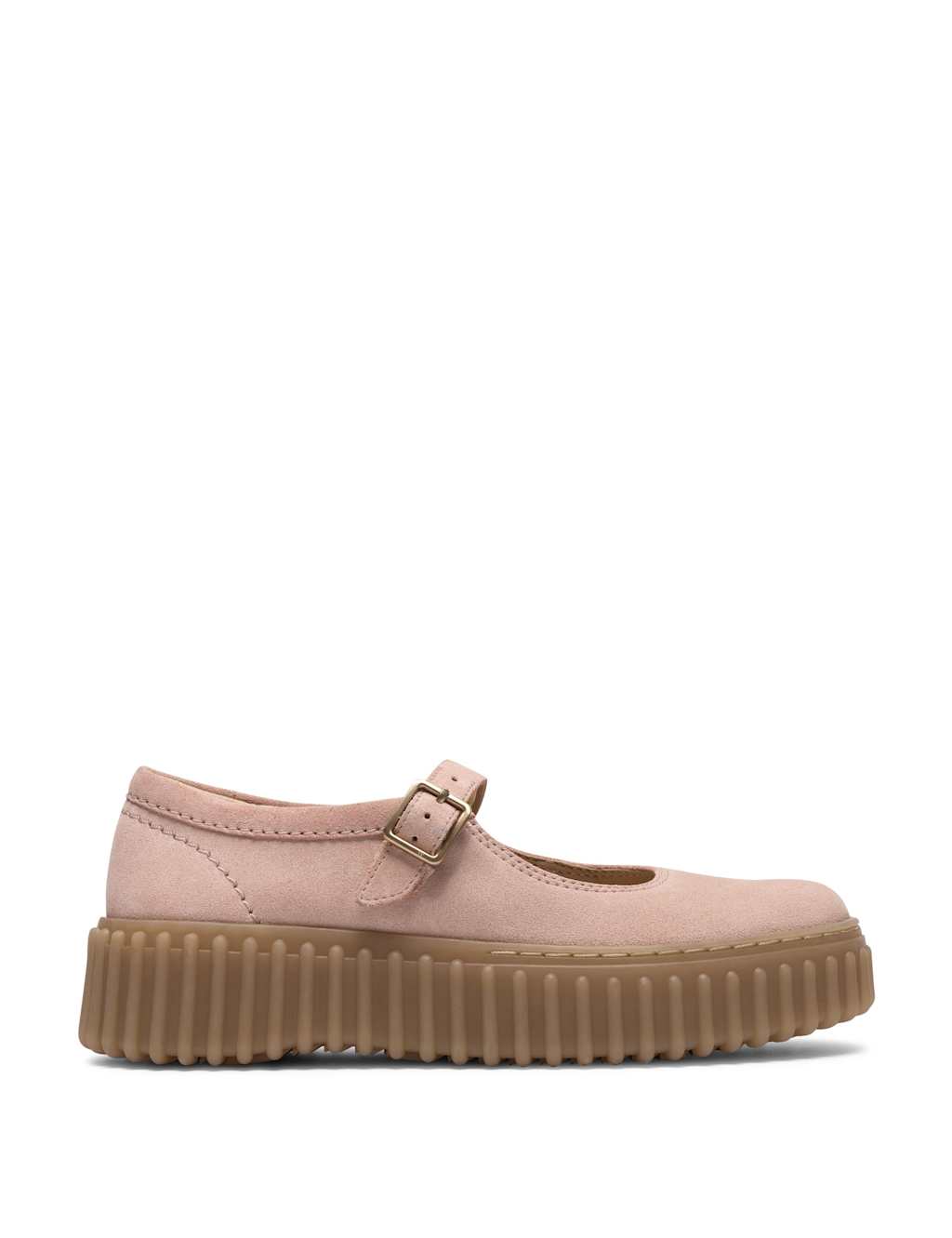 Clarks Women's Suede Platform Mary Jane Ballet Pumps - 5 - Light Pink - Available at M&S