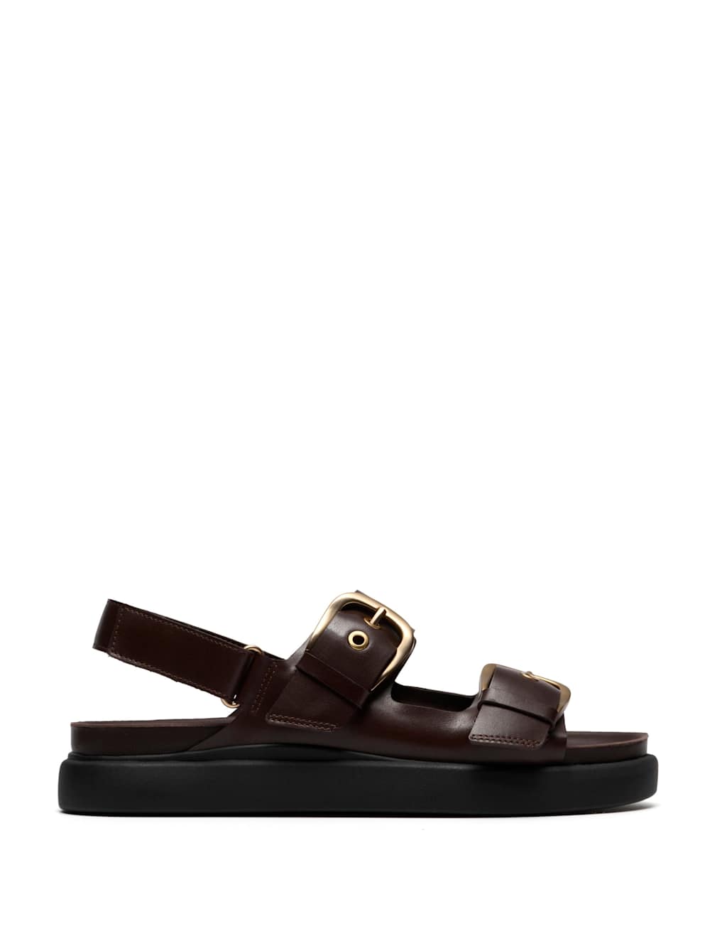 Clarks Women's Leather Ankle Strap Flatform Sandals - 3½ - Brown - Available at M&S