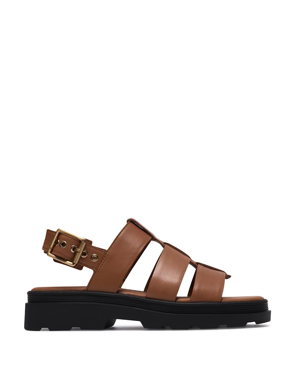 Clarks Women's Leather Strappy Flatform Sandals - 6 - Tan - Available at M&S