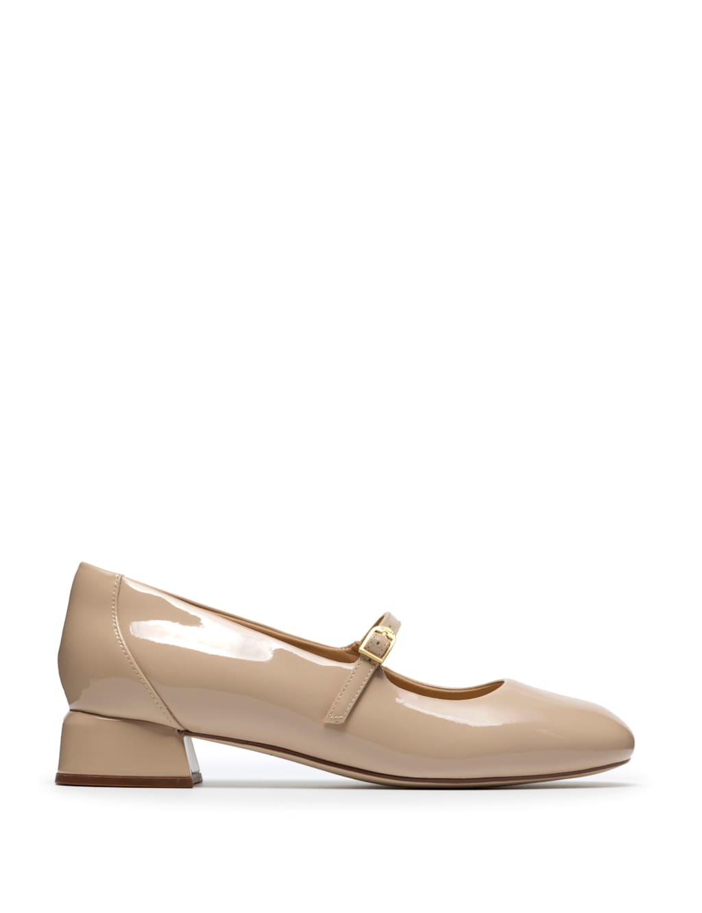 Clarks Women's Leather Buckle Block Heel Mary Jane Shoes - 6½ - Beige - Available at M&S