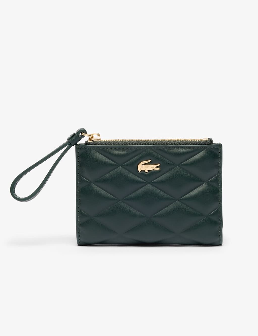 Lacoste Leather Quilted Coin Purse Dark Green