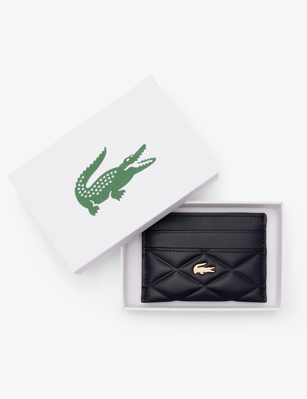 Lacoste Leather Quilted Cardholder Black