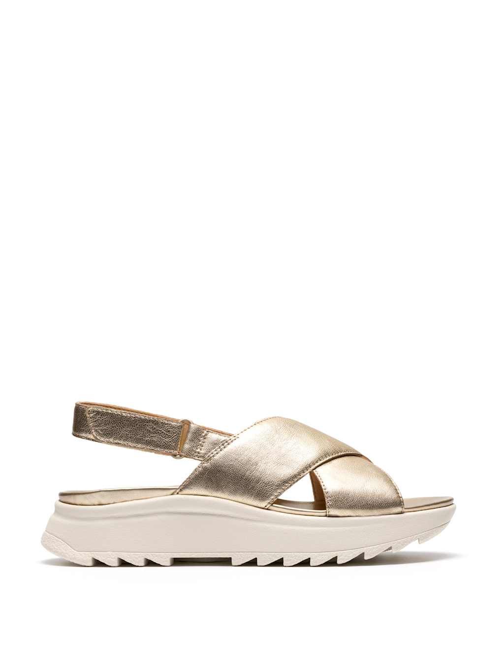 Clarks Women's Leather Metallic Platform Slingback Sandals - 4½ - Gold - Available at M&S