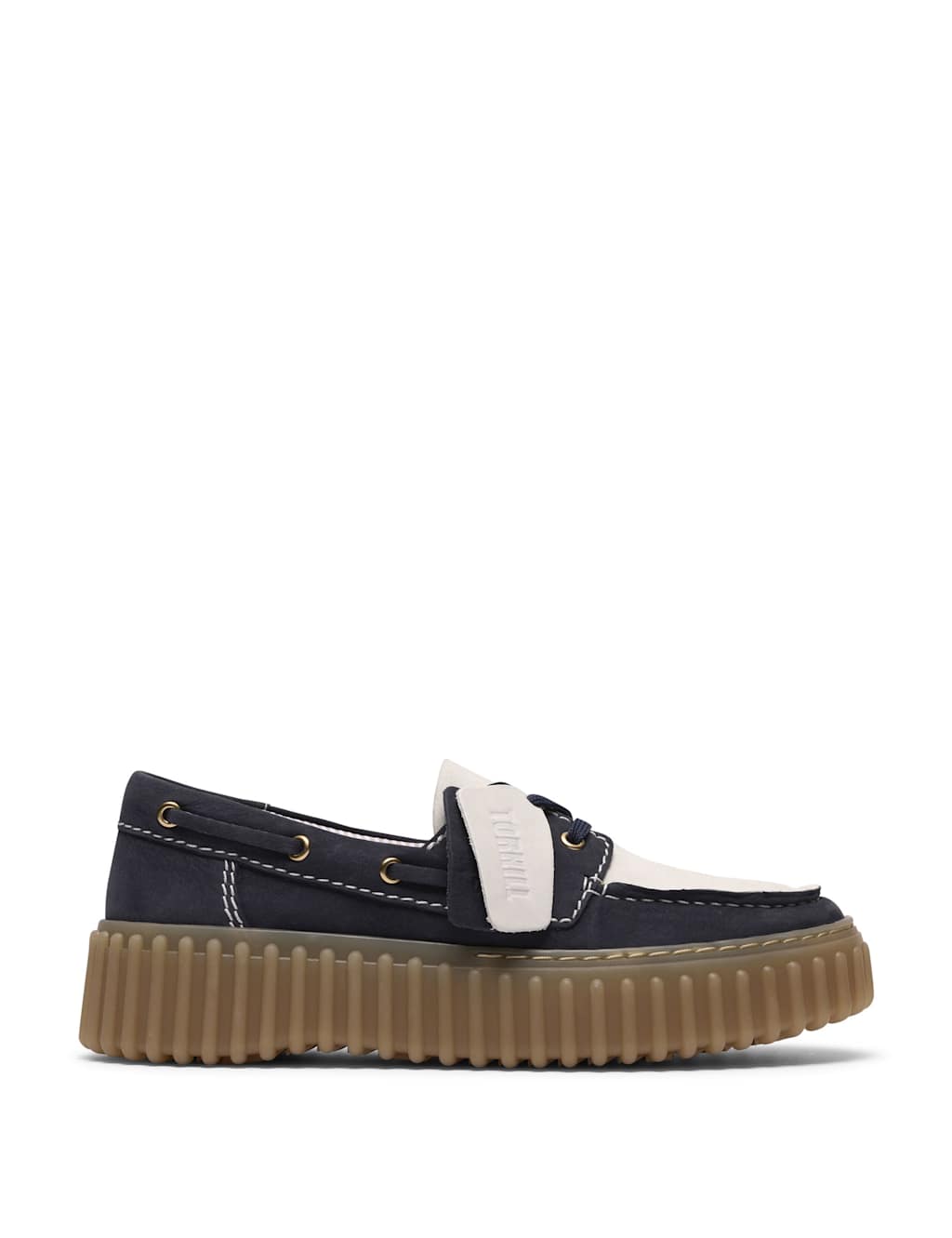 Clarks Women's Torhill Leather Navy Combi Boat Shoes - 6 - Available at M&S