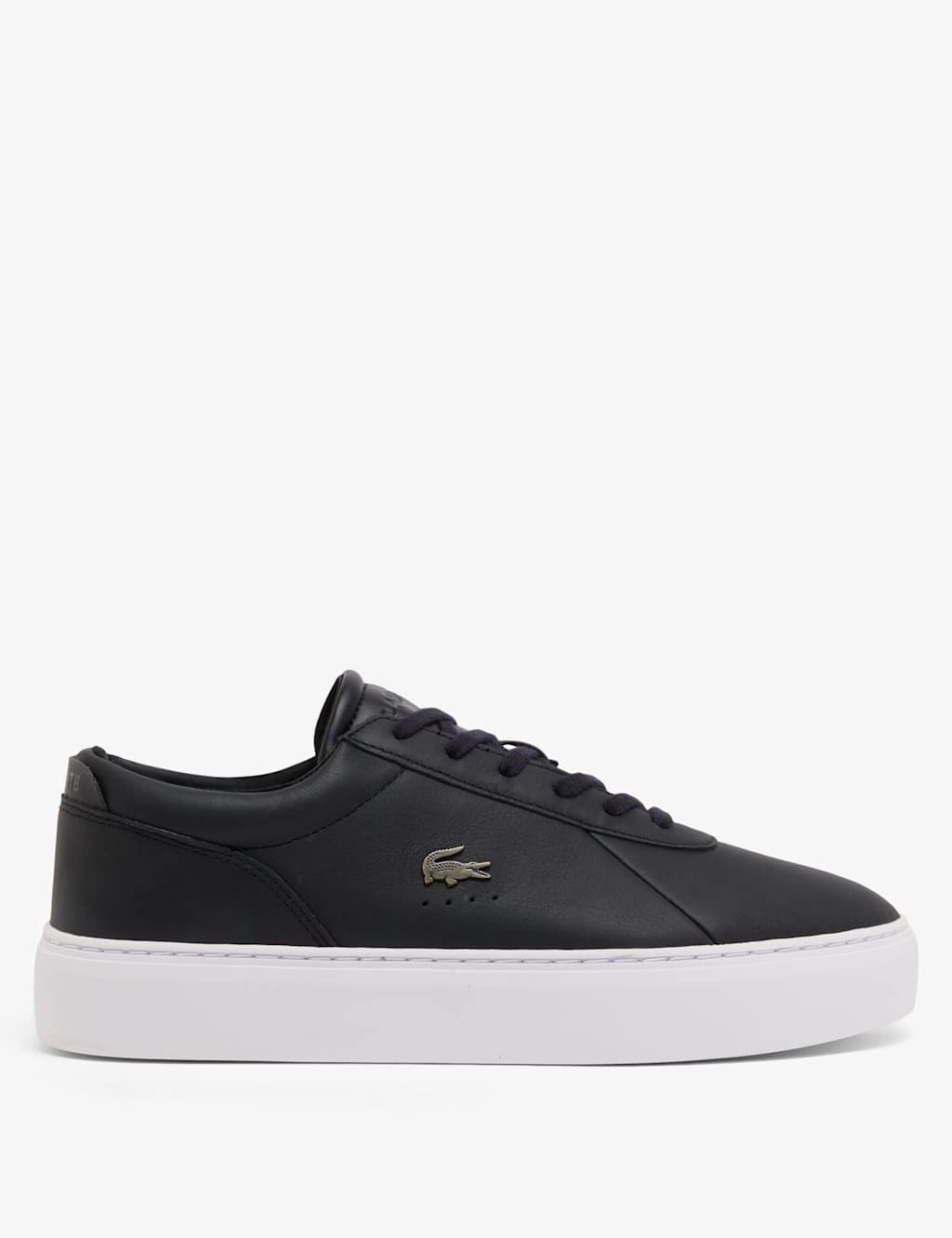 Lacoste Court Set Leather Lace-Up Trainers Black