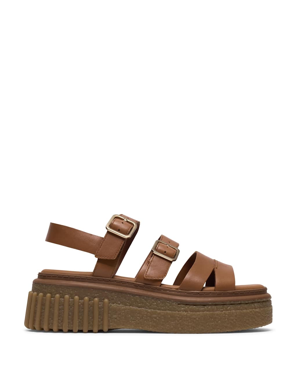 Clarks Women's Leather Strappy Platform Sandals - 8 - Tan - Available at M&S