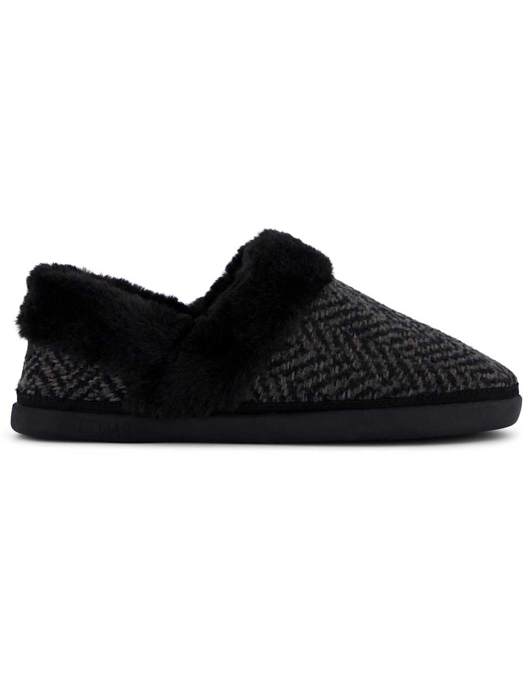 TOMS Faux Fur Sparkle Mule Slippers Black