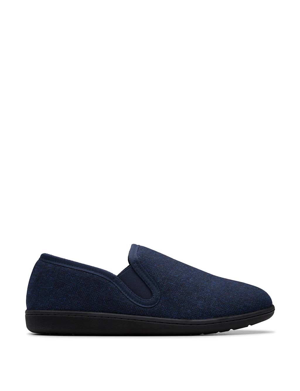 Clarks Wide Fit Textile Slippers Navy